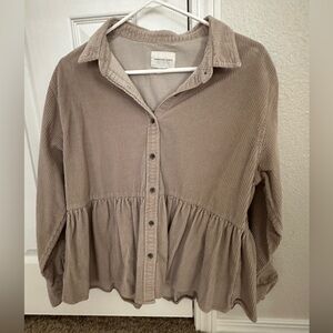 american eagle buttons down velvet blouse size small
